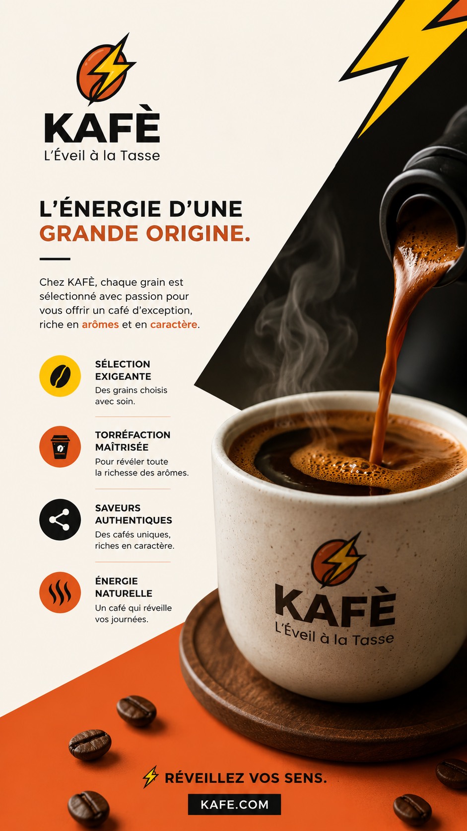 Café KAFÉ fraîchement servi