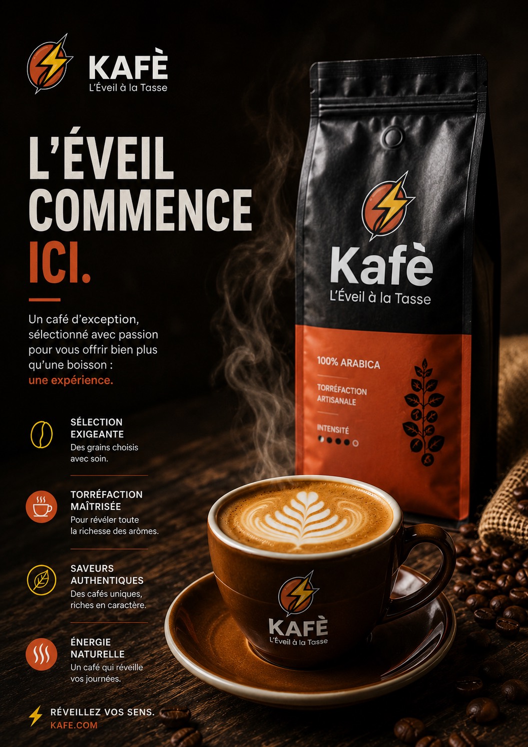Visuel vertical KAFÉ, café premium